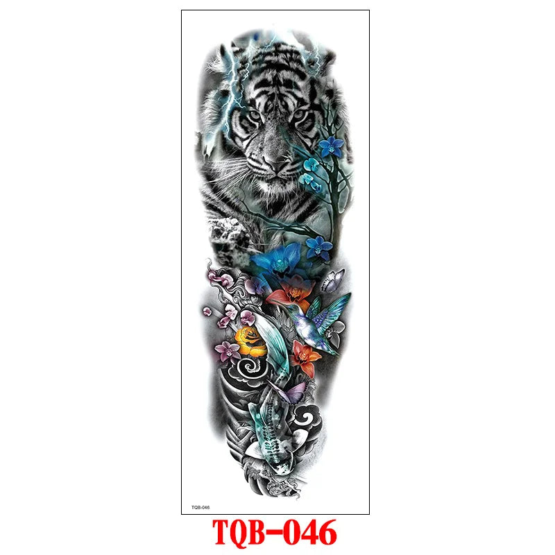 Waterproof Temporary Tattoo Sticker Large Size Tattoo for Men Sleeve Clock Fake Tattoo for Women Girl Full Arm Tattoo Fake