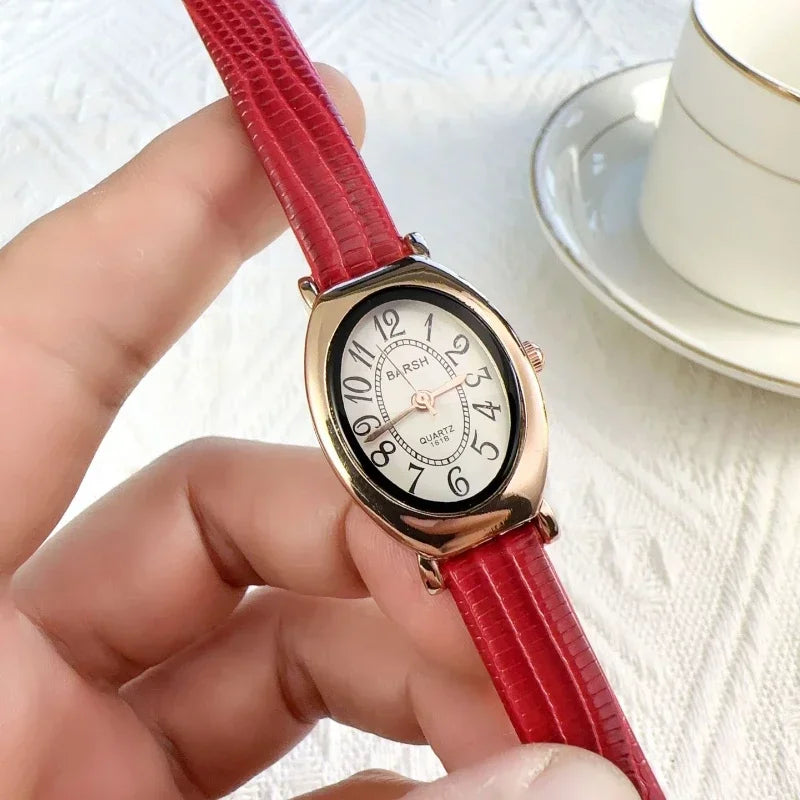 Fashion Oval Dial Women Watches Luxury Leather Strap Retro Ladies Quartz Watch Dropshipping Reloj De Mujer 시계 여성