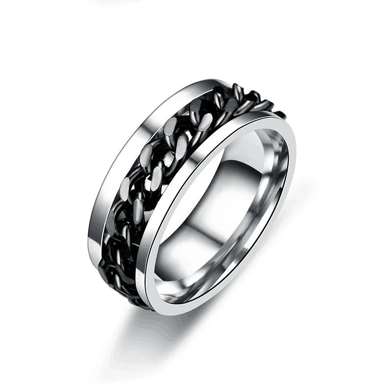 Titanium Steel Rotatable Chain Rings for Men Women Spinner Ring Anti Stress Multifunctional Rings Bottle Opener Ring Club Gift