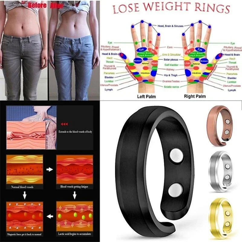 Energy Magnetic Tourmaline Ring Health Care Jewelry For Man Women Ring Bangle Slimming Product Magnetic Ring