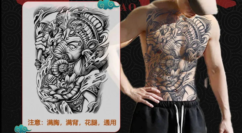 Angel Wings God Tattoo Stickers Realistic Juice Ink Semi Permanent Full Back Body Tattoo Temporary Lasting 2 Weeks Men Adult