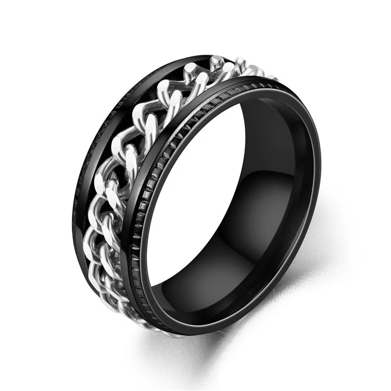 Titanium Steel Rotatable Chain Rings for Men Women Spinner Ring Anti Stress Multifunctional Rings Bottle Opener Ring Club Gift