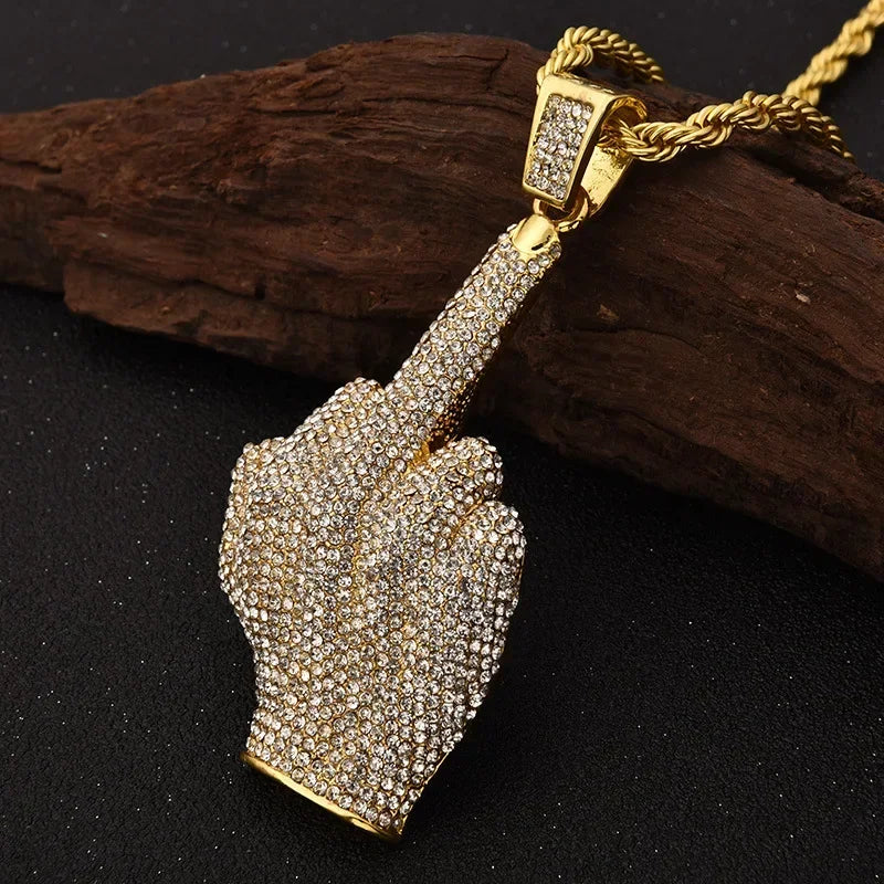 Hip-Hop Iced Out Spades Playing Card Necklace Men\'s Personalized Street Hip-Hop Rock Trend Jewelry Cool Luck Necklace