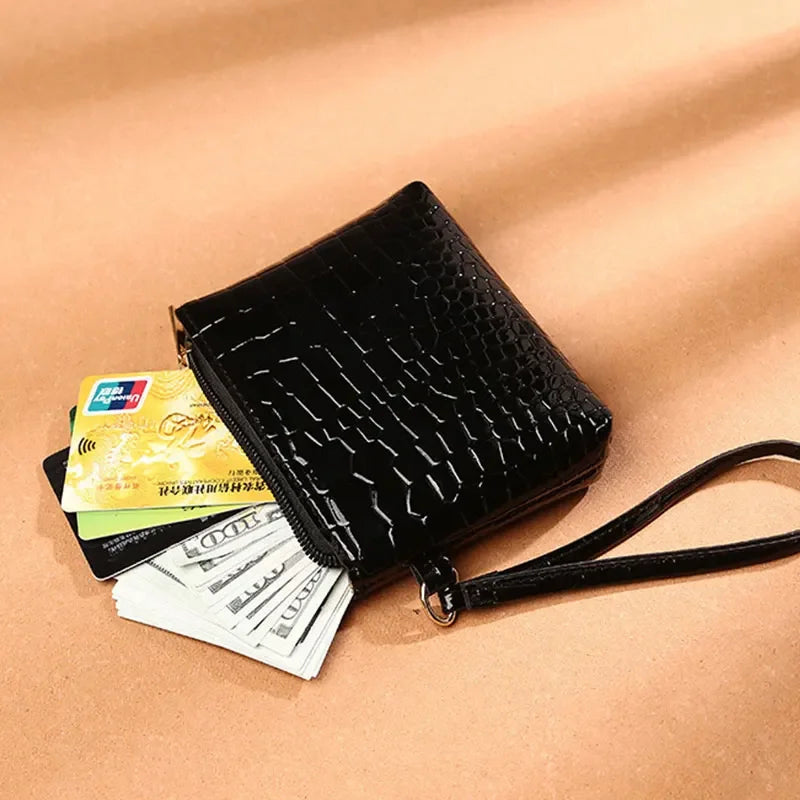 Litchi Pattern Retro Wallet Small Bag  Coin Purse Mini Wallet Female Pu Leather Card Holder Solid Color