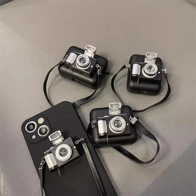 Earphone Cases For Apple Airpods 3 2 1 Pro Case Soft Silicone Headphone Case with Strap Camera Earphones Cover for Air Pods Case