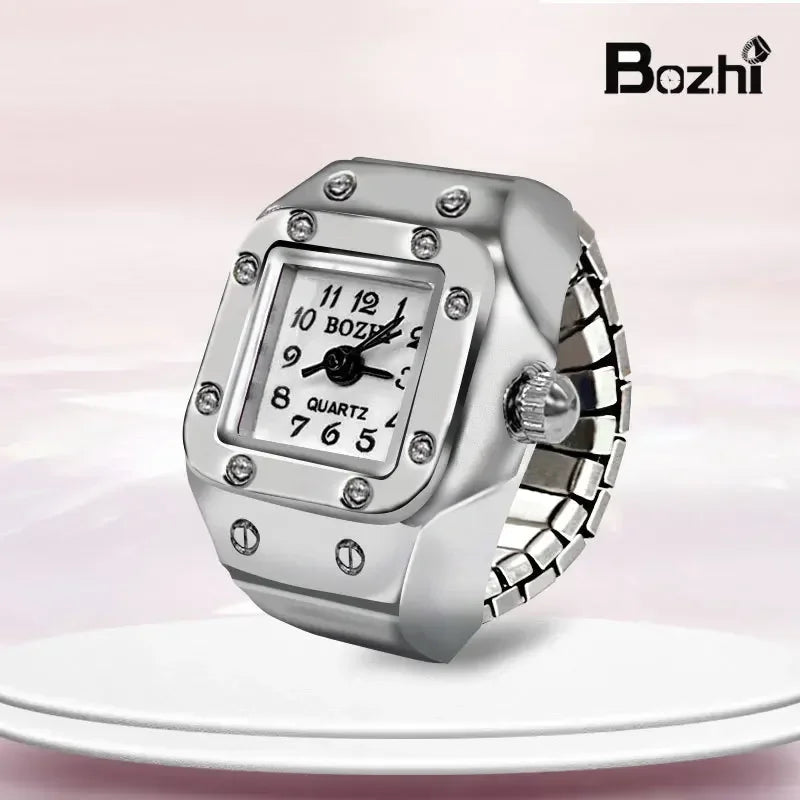 Vintage Punk Quartz Finger Watch Ring for Women Men Couple Rings Digital Watches Elastic Stretchy Finger Band Ring Jewelry Clock