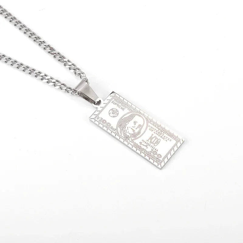 Classic Fashion Necklace Men and Women Hip Hop Punk Letter Micro Inlaid Sliding Pendant Long Necklace