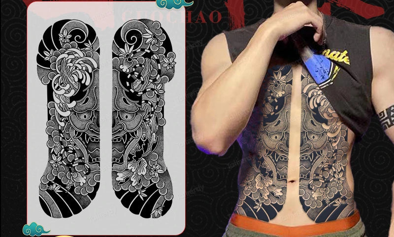 Angel Wings God Tattoo Stickers Realistic Juice Ink Semi Permanent Full Back Body Tattoo Temporary Lasting 2 Weeks Men Adult
