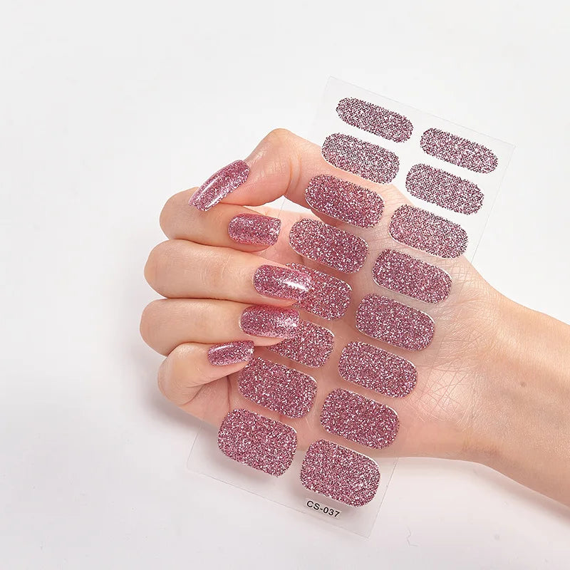 Baking Free Nail Stickers Wholesale Gradient glitter Nail Stickers Simple Waterproof Nail Sticker Full Color Solid Color Sticker