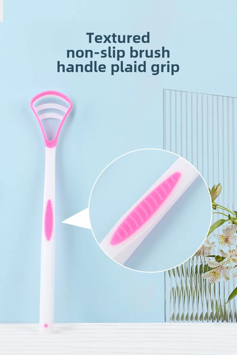 1PCS Silicone Tongue Scraper With Ergonomic Handle Double-sided Fresher Breath Tongue Cleaning Brush Oral Hygiene Tool Wholesale
