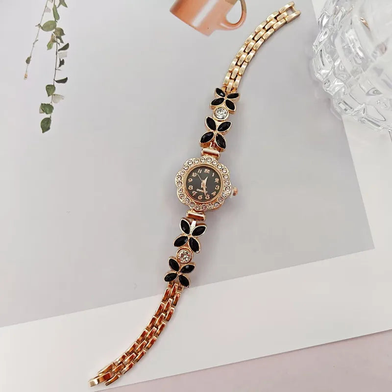 New Women Watch Wheat Ear Diamond Strap Quartz Watch Violet Petal Female Student Bracelet Wristwatch Relojes Para Mujer