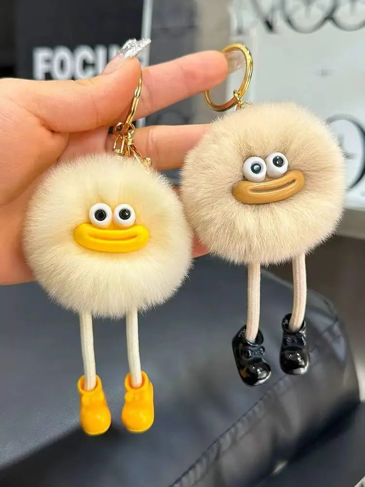 Cute Big Eyes Plush Toys Keychain Cartoon Briquettes Keychain Briquettes Car Keychain Pendant Korean Plush School Bag Pendant