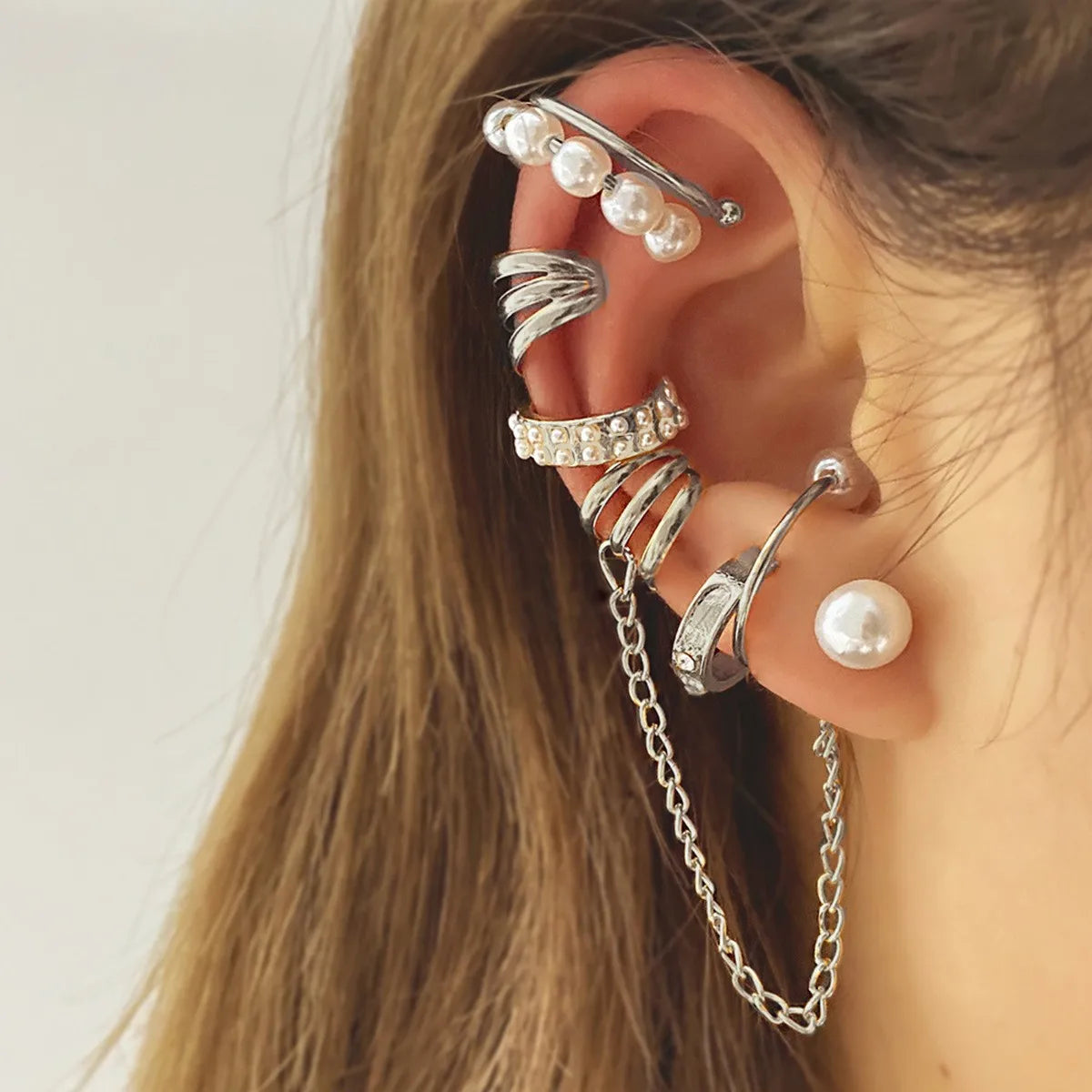10 Pcs Leaves Clip Earrings for Women Rose Gold Color Creative Simple C Ear Cuff Non-Piercing Ear Clips Set Trend Jewelry Gift