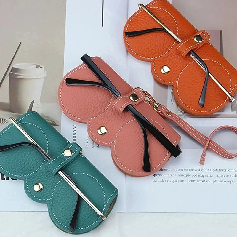New PU Sunglasses Bag Portable Eyeglass Case Sunglasses Protection Cover Cute Eyeglass Clip Simple Eyeglass Bag Pendant