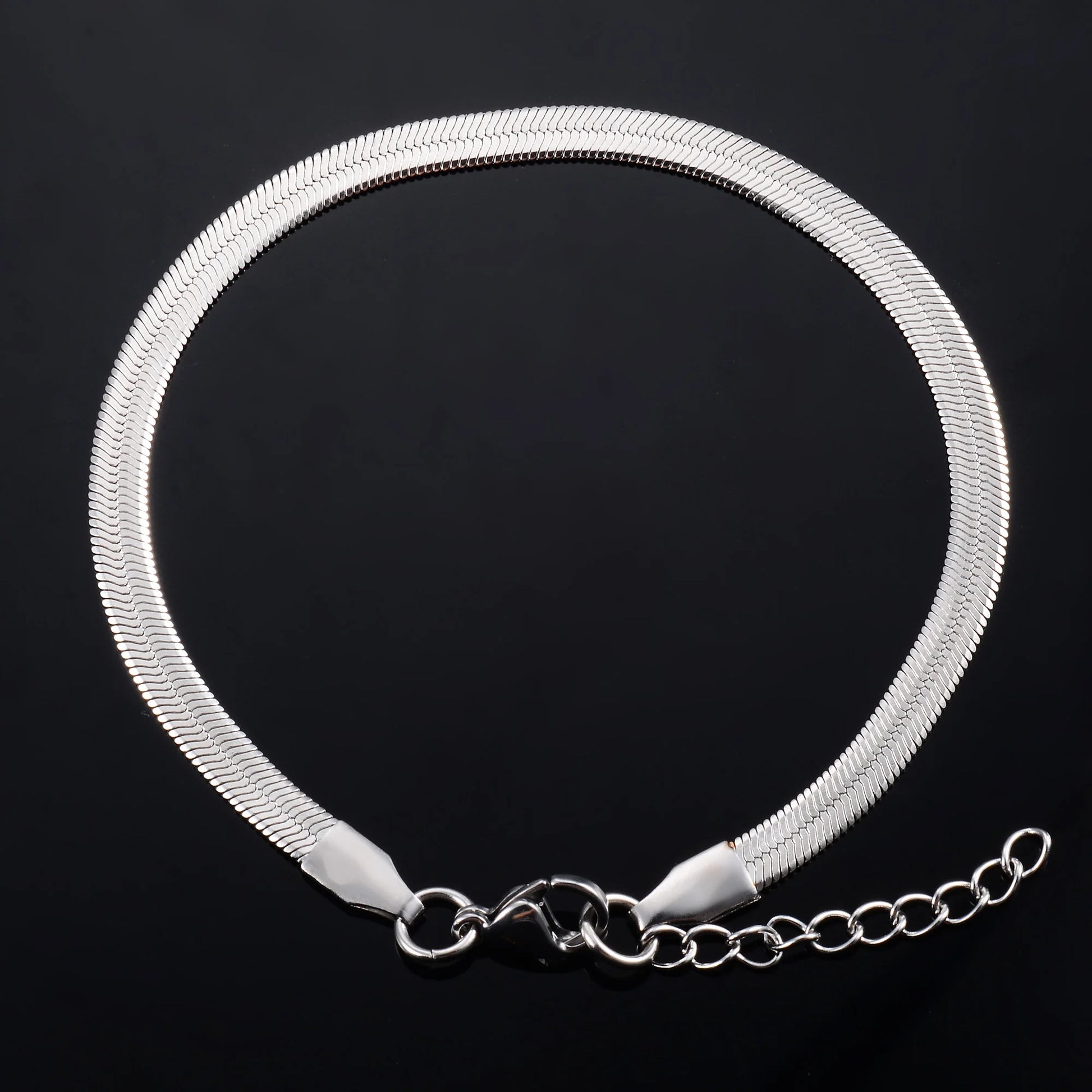 Women Men Bracelet Blade Chain for Hand Foot Stainless Steel Bangle with Extension Ankle Anklet Jewelry Making Accessories Gift