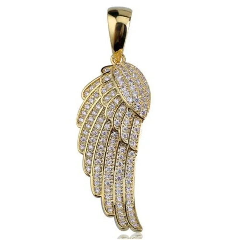 Hip Hop Ice Out Angel Wings Money Bag Pendant Necklace Suitable for Men\\\\\\\'s Fashion Personalized Rock Rap Jewelry Gift