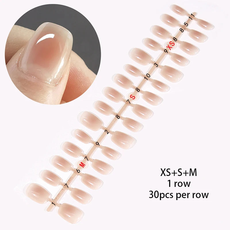 24Pcs/Set White French Press on Fake Nails Full Cover Artificial Wearable Nail Beauty Tips Naked French White False Nails Art