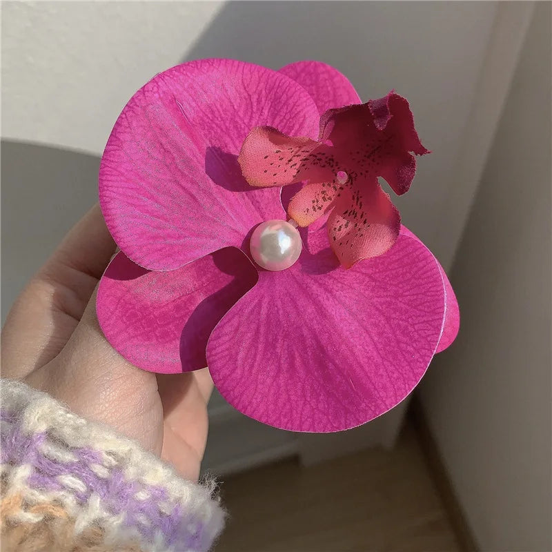 Phalaenopsis Pearl Hair Clip Flower Hairpin Orchid Butterfly Hairs Clip Hair Accessories Hair Styling Tools Bow Flower