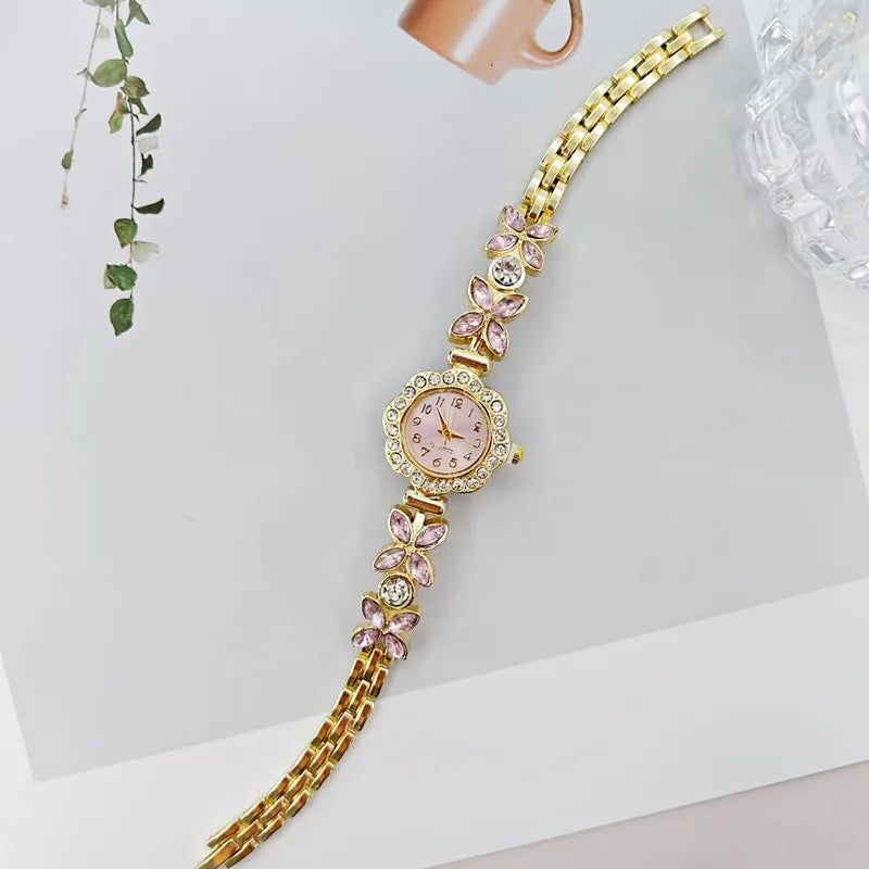 New Women Watch Wheat Ear Diamond Strap Quartz Watch Violet Petal Female Student Bracelet Wristwatch Relojes Para Mujer