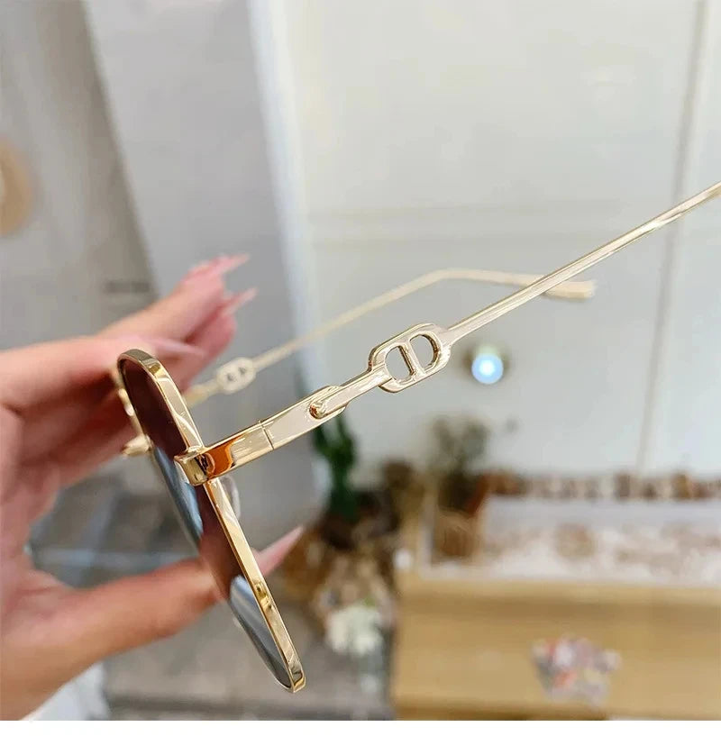 New Sunglasses Women Rimless Square Sun Glasses Luxury Ladies Fashion Personality Shades Gradient Eyewear UV400 Gafas De Sol