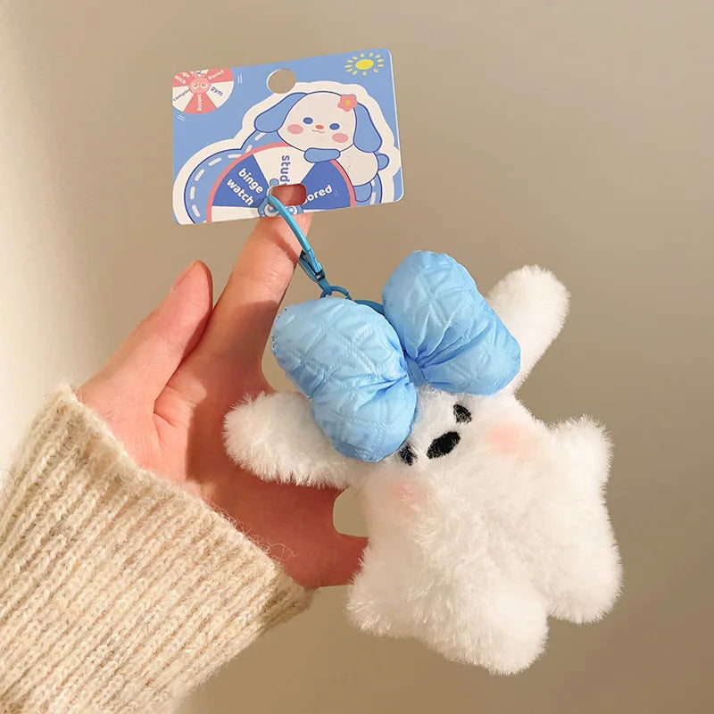 1Pc Kawaii Rabbit Plush Keyring Ornament Lovely Plush Animal Bowknot Keychain for Women Girls Versatile Bag Charm Pendant Gifts