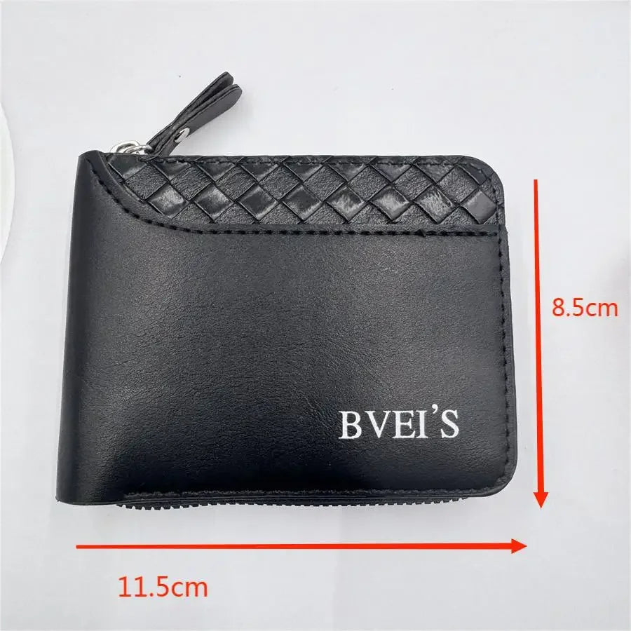 1 pc Leather Men’s Wallet Luxury Mens Purse Male Zipper Card Holders with Coin Pocket Rfid Wallets Gifts for Men Money Bag