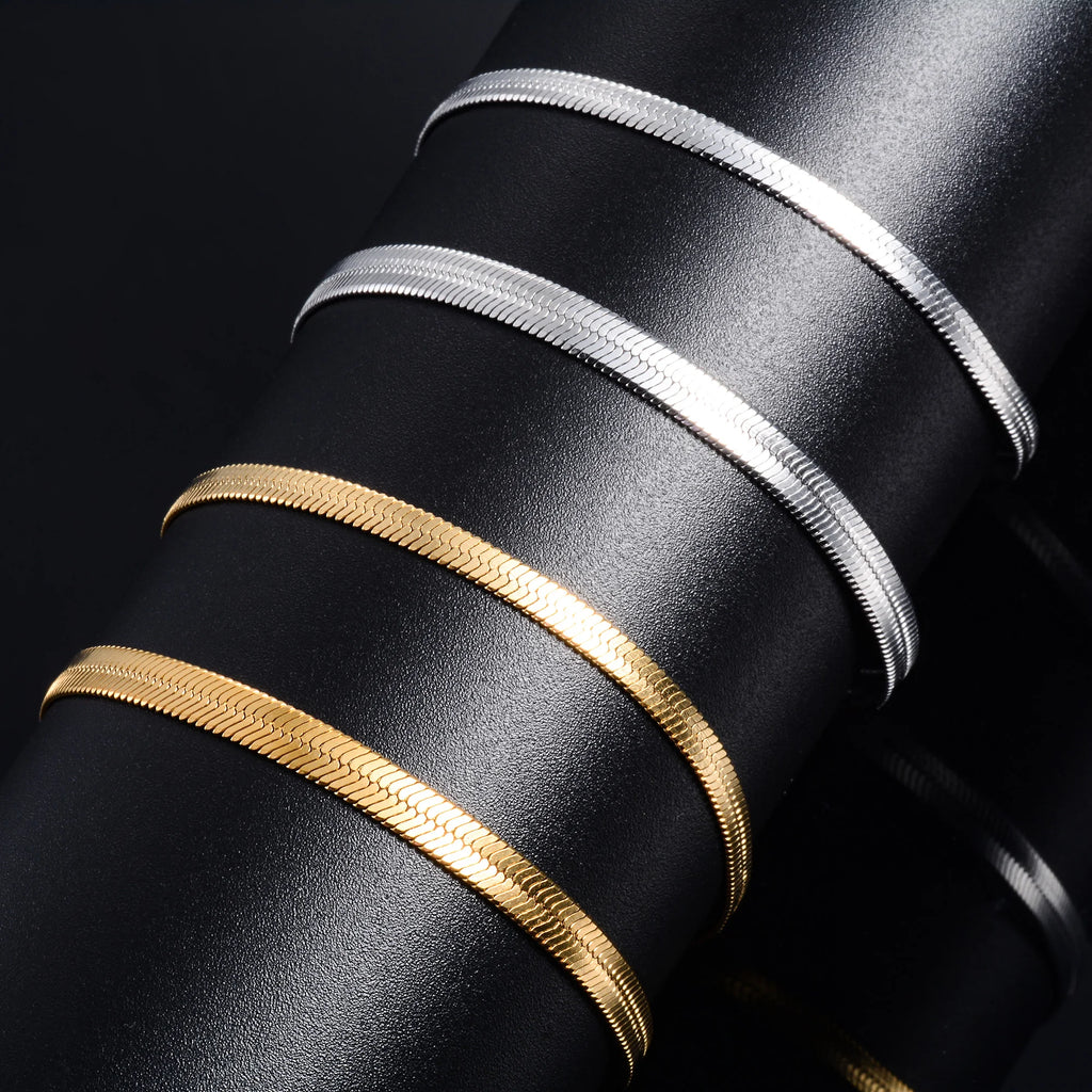 Women Men Bracelet Blade Chain for Hand Foot Stainless Steel Bangle with Extension Ankle Anklet Jewelry Making Accessories Gift