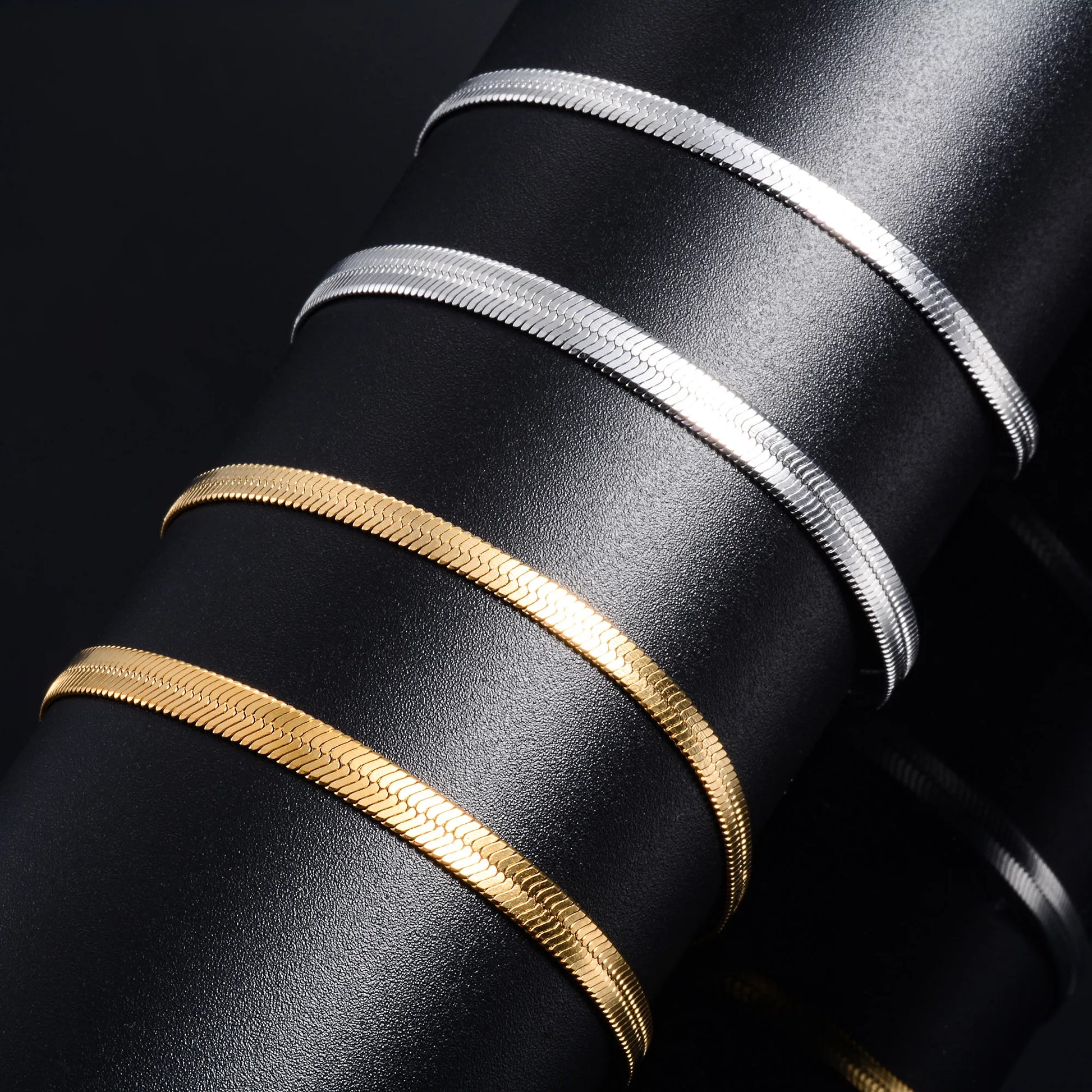 Women Men Bracelet Blade Chain for Hand Foot Stainless Steel Bangle with Extension Ankle Anklet Jewelry Making Accessories Gift