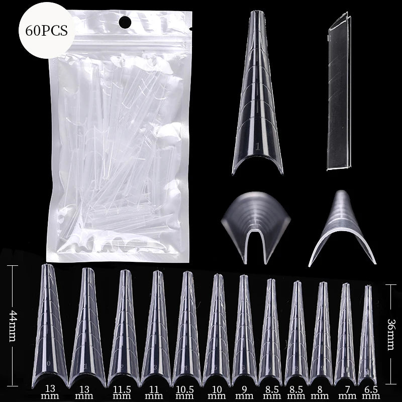 False Nail Tips Extension System Full Cover Sculpted Coffin False Fake Nail Tips DIY Practice Manicure Tools Quick Building Mold