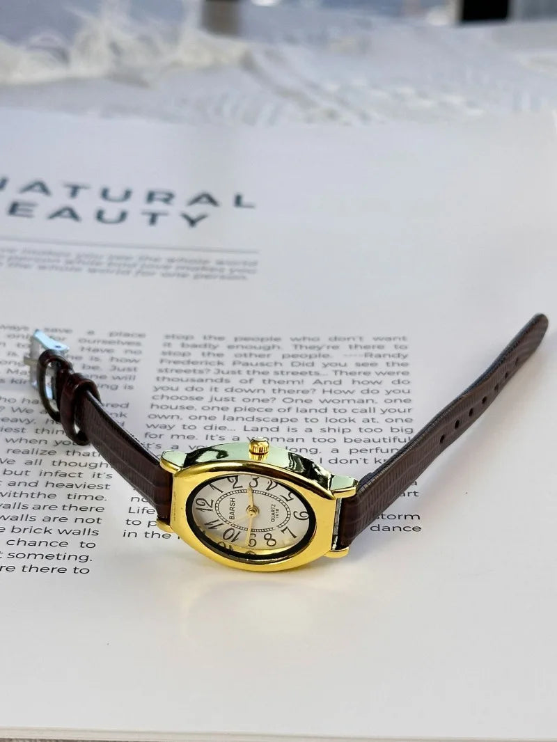 Fashion Oval Dial Women Watches Luxury Leather Strap Retro Ladies Quartz Watch Dropshipping Reloj De Mujer 시계 여성
