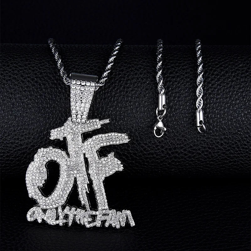Classic Fashion Necklace Men and Women Hip Hop Punk Letter Micro Inlaid Sliding Pendant Long Necklace