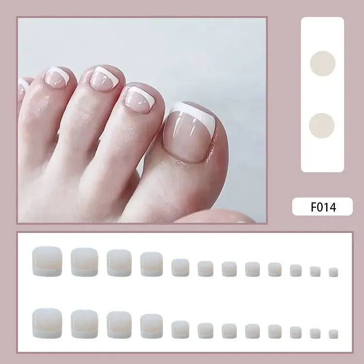 Shell Pattern Press on Nails Fake Nails Tips with Sticker False Toenail Design Butterfly Lovely Girl False Toenail