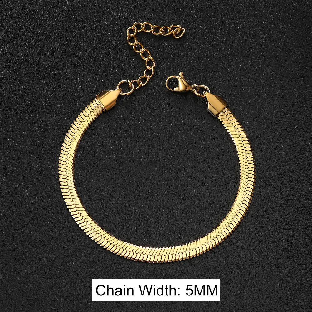 Men's Bracelet Homme Stainless Steel Blade Chain Bracelet for Men Snake Chain Couple Bracelets Valentines Gift Jewelry Wholesale