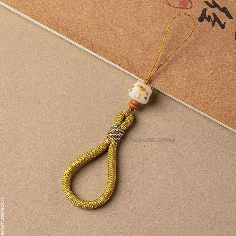 Cute Bodhi Lucky Cat Mobile Phone Wrist Hanging Chain Pendant Pendant Exquisite Anti-loss Drop-resistant Mobile Case Lanyard
