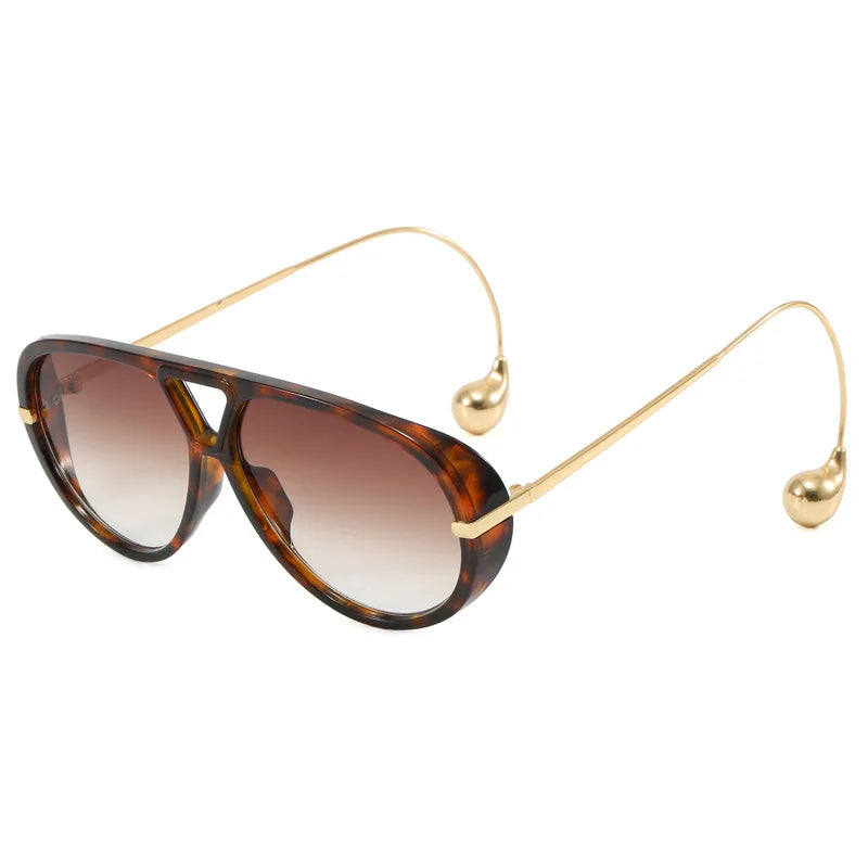 2025 New Oversized Pilot Oval Punk Sunglasses for Women Luxury Vintage Double Beam Sun Glasses Lady Mens Outdoor Eyewear UV400