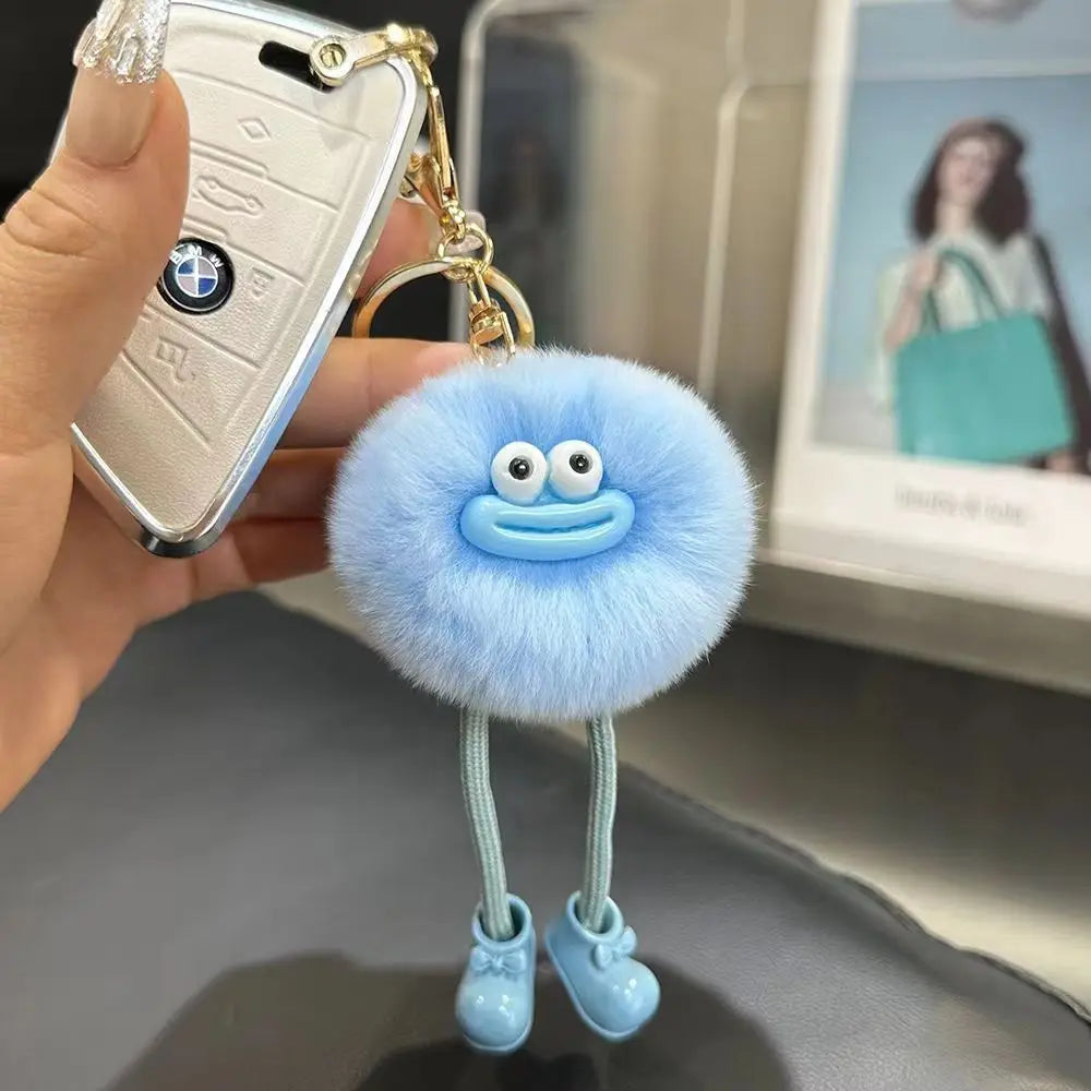 Cute Big Eyes Plush Toys Keychain Cartoon Briquettes Keychain Briquettes Car Keychain Pendant Korean Plush School Bag Pendant