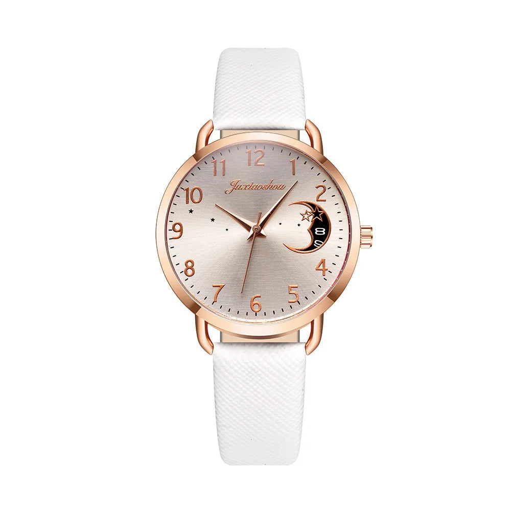 New Famous Brand Women Watch Moon Dial Quartz Watch PU Leather Strap Calendar Wristwatches Clock Gift Reloj Mujer Dropshipping
