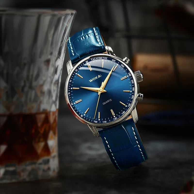 GENEVA High Quality Men's Luxury Belt Fashion Quartz Watch Men Round Business Student Sport Waterproof Glow