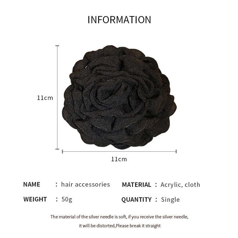 New Solid Color Fabric Flower Hair Claws for Women Fashion Light Luxury Shark Clips French Elegant Temperament Hair Accessories