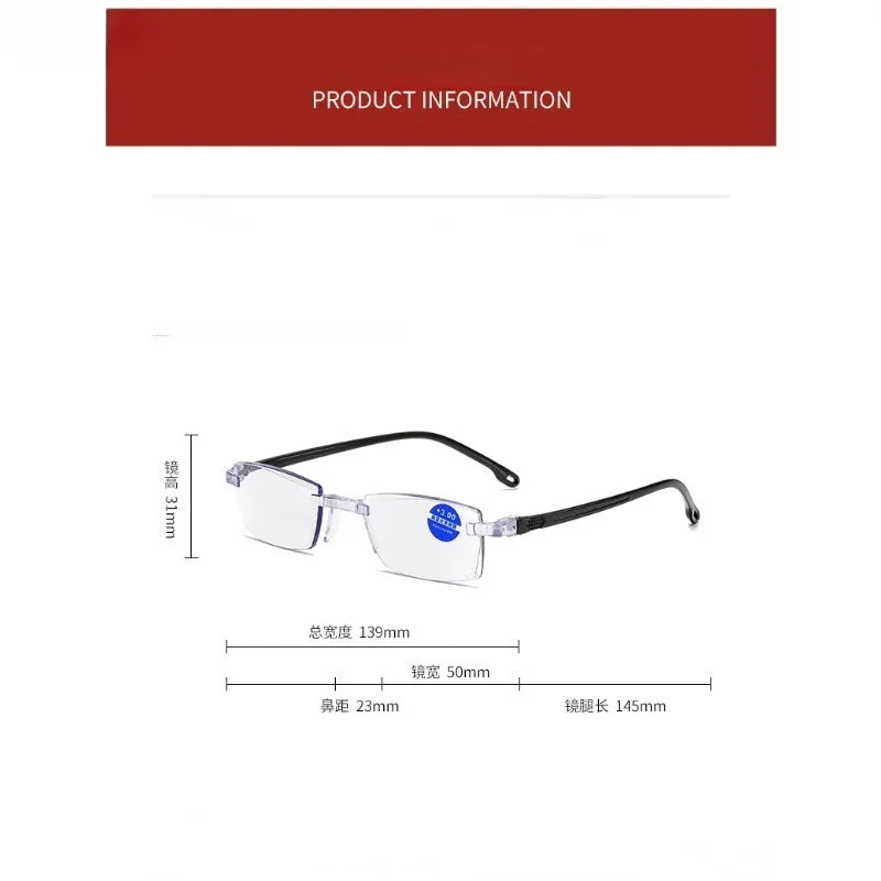 Elder Ultralight Reading Glasses for Men Women Retro HD Lens Blue Light Blocking Eyewear Classic Square Far Sight Eyeglasses