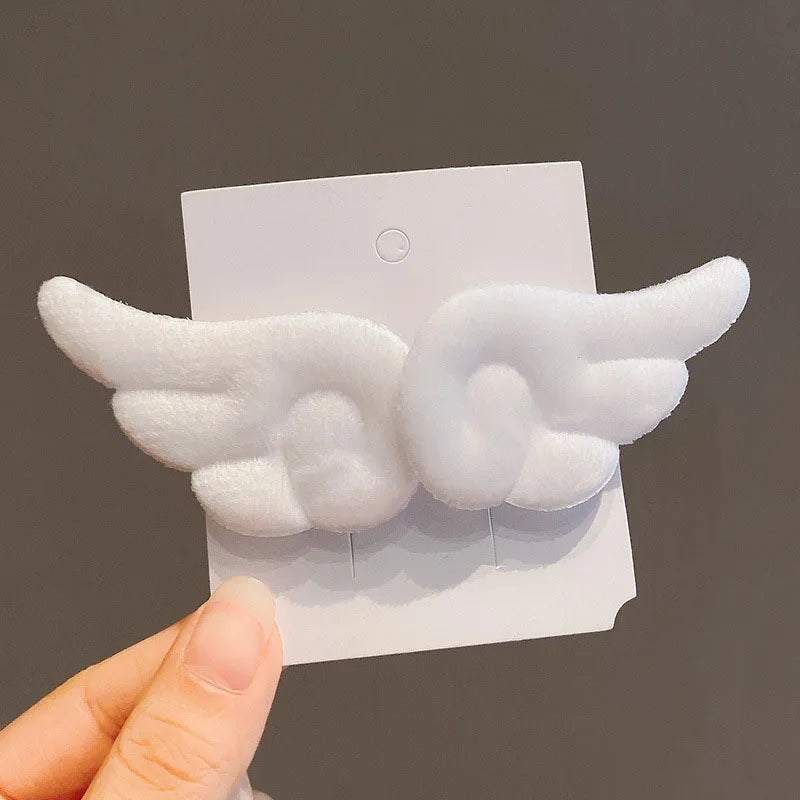 2pcs Angel Wing Hair Clips Girls Kids Cartoon Plush Pins Barrette Wing Hair Hoop Christmas Dress Up Hairpin Accessories 헤어핀