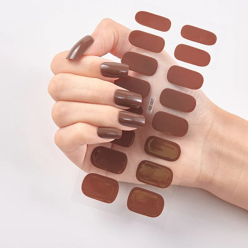 Baking Free Nail Stickers Wholesale Gradient glitter Nail Stickers Simple Waterproof Nail Sticker Full Color Solid Color Sticker