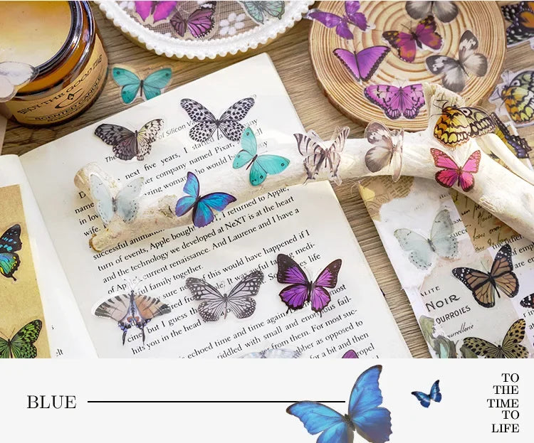 40pcs/pack Butterfly Series Stickers Art Collage Junk Journal DIY Scrapbooking PET Waterproof Craft Aesthetics Stickers