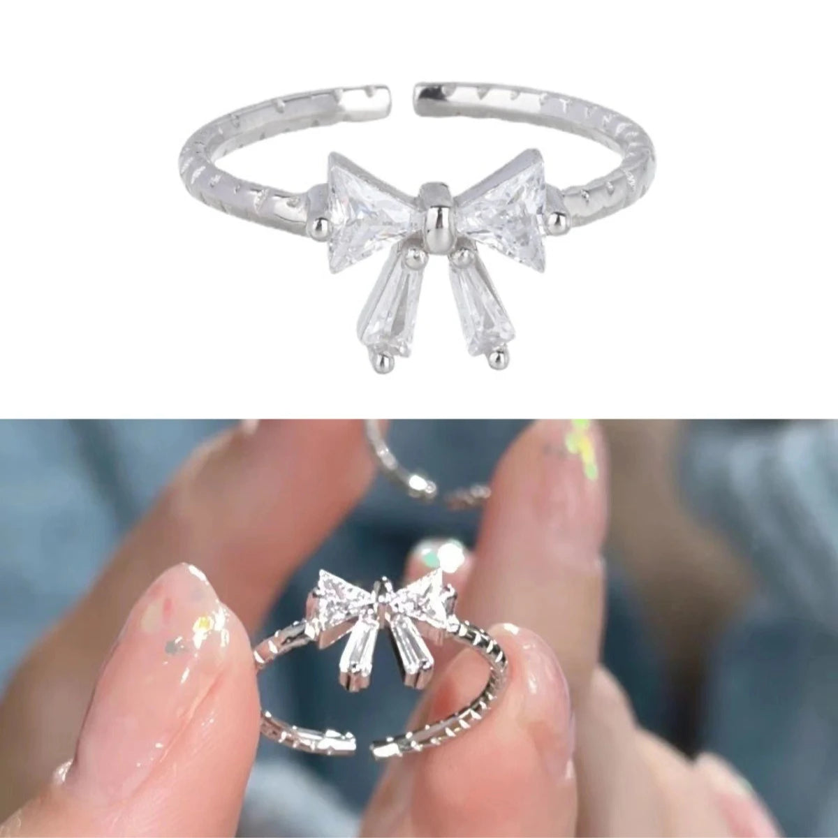Luxury Zircon Heart Rings for Women Opening Adjustable Weave Rhinestone Ring Engagement Wedding Jewelry Fashion Girlfriend Gifts