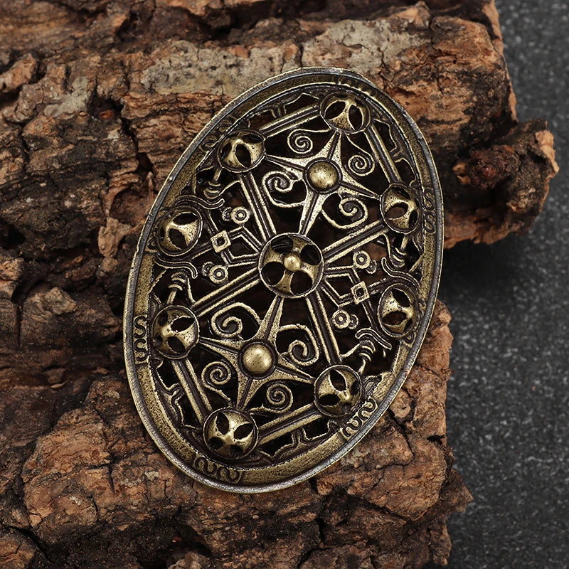 Vintage Norse Mythology Iceland Norse Shield Brooch Medieval Clothing Fastener Clothes Scarf Cloak Jewelry for Men Women