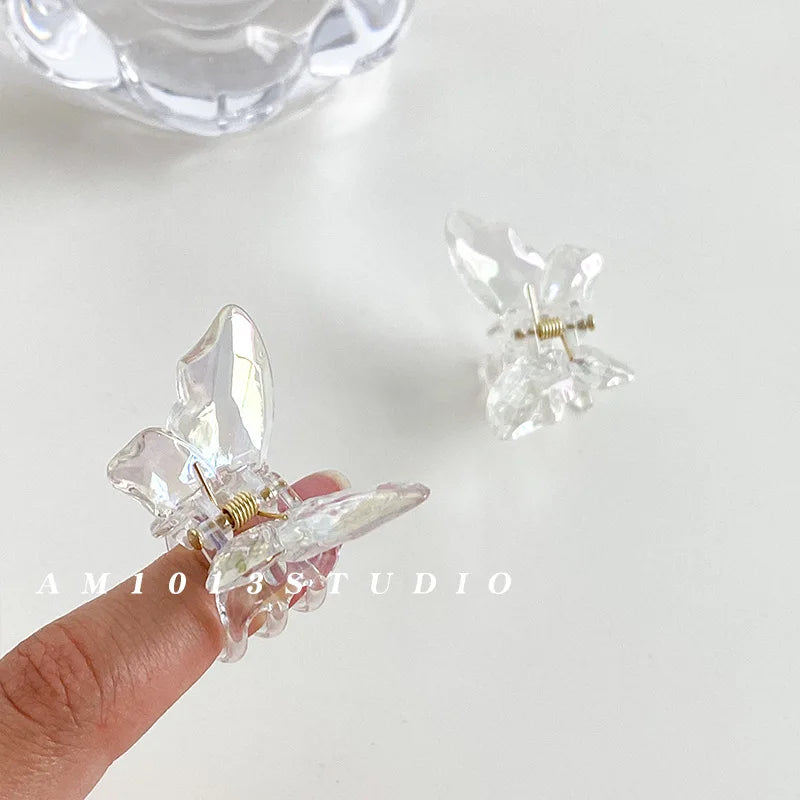 Crystal Butterfly Mermaid Hair Claw Girls Back Head Clamp Clip Transparent Large Hair Clips Hairpins Headdress Hair Accessories