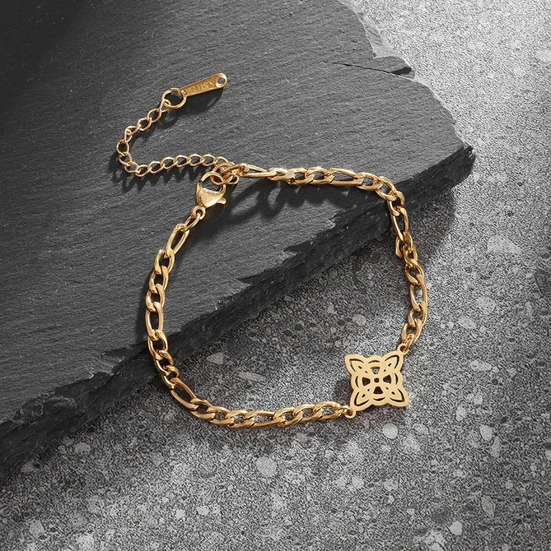 Stainless Steel Witchcraft Witch's Knot Adjustable Bracelet for Men Women Irish Celtic Supernatural Lucky Jewelry