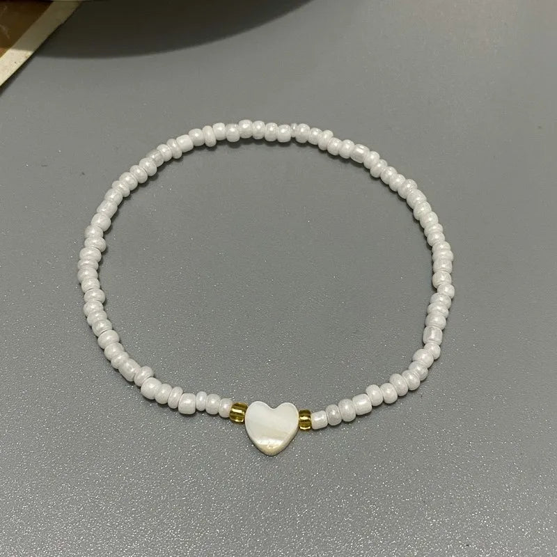 Small Glasses Beads Bracelet for Girl Women Nature shell Love Heart Hand Jewelry Gift for Friend Wholesale  Dropshipping