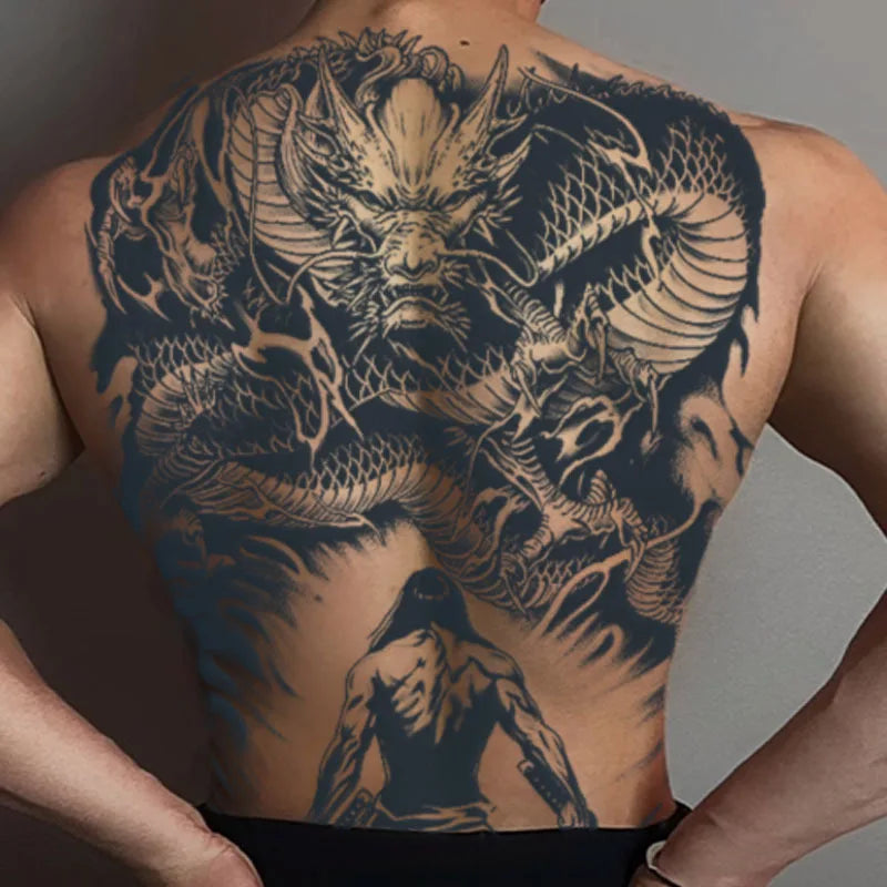 Angel Wings God Tattoo Stickers Realistic Juice Ink Semi Permanent Full Back Body Tattoo Temporary Lasting 2 Weeks Men Adult