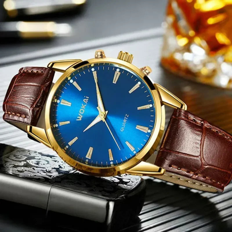 High Quality Fashion Men's Business Belt Quartz Watch Personality Simple Student Waterproof Clock Retro Classic Mens Watches